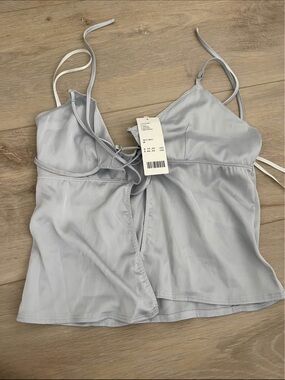 Urban Outfitters Light Gray Satin Crop Cami